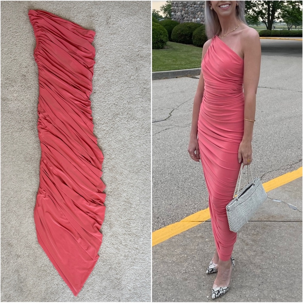 Norma Kamali Diana Ruched One-Shoulder Gown in Papaya